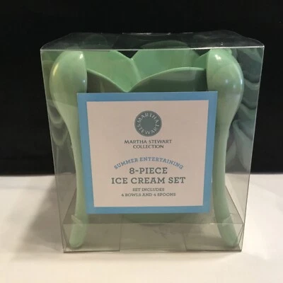 Martha Stewart 8 piezas. Juego de cuencos y cucharas de helado con forma de flor verde ¡NUEVO! (99A) Foto 1 de 4