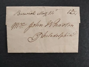 Maine District of: Berwick 1816 Stampless Cover, 12-1/2c Rate to Philadelphia - Bild 1 von 3