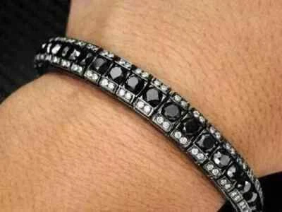 5Ct Round Cut Lab-Created Diamond 14K Black Gold Plated Men's Tennis Bracelet - Image 1 of 4