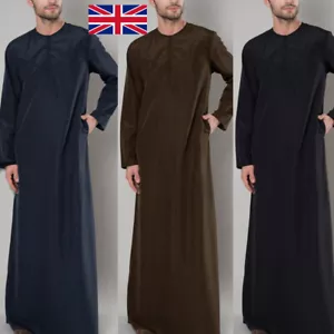 Men Islam Arab Thobe Robe Dishdasha Muslim Abaya Kaftan Dress Thoub Jubba Robe. - Picture 1 of 11