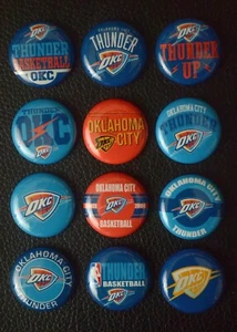 Oklahoma City Thunder - 1" Pinback Buttons Set of 12 - Picture 1 of 2