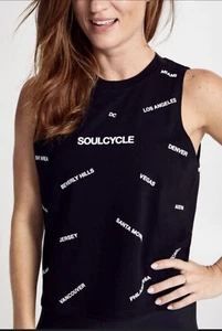 SoulCycle Regions Crop Muscle Tank Top Black White Size L - Picture 1 of 7