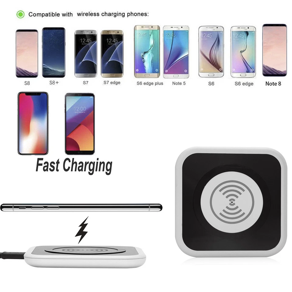 Qi Wireless Fast Charger Charging Pad for iPhone 11 Pro Xs Xr X 8 Note 8 LG G6 - Image 1 of 3