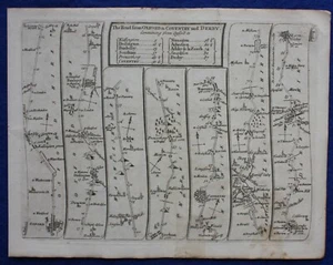 OXFORD, SALISBURY, COVENTRY, DERBY, antique road map, SENEX, 90-91, 1762 - Picture 1 of 6