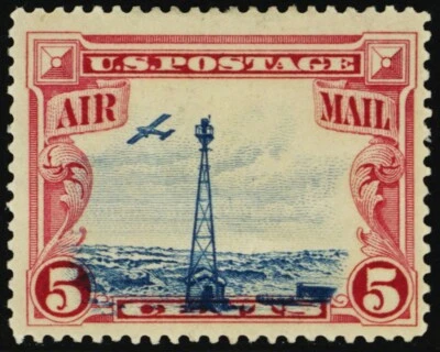 C11, Mint LH 5¢ Low Flying Plane Variety RARE Error - Stuart Katz - Image 1 of 2