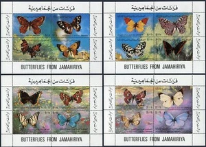 Libya 966 ap four blocks/4, MNH. Michel Bl.52-55. Butterflies 1981. - Picture 1 of 1