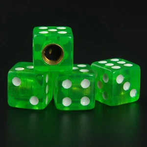 4pcs Green Dice Tire Valve Caps Cover Air Valve Cap Universal Car Accessories - Picture 1 of 16
