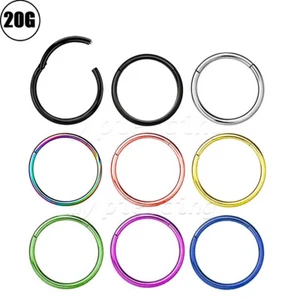 2pcs. 20G 5/16" Hinged Seamless Segment Ring Nose Hoop Ring Lip Septum Clicker - Picture 1 of 10