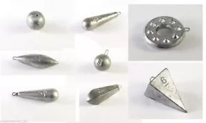 Sea Fishing Lead Weights, Plain Sinkers In Various Shapes & Sizes Beach & Boat - Picture 1 of 9
