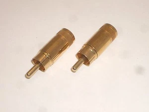 AIM 2X RCA MALE SHIELDED AUDIO PHONO CONNECTOR PLUGS METAL SHELL w/ GOLD FINISH - Picture 1 of 2