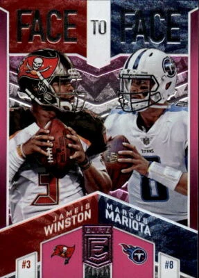 2018 Donruss Elite Jameis Winston / Marcus Mariota #F2F-9 Face to Face Pink 6G - Image 1 of 2