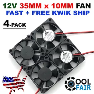 35mm X 10mm New Brushless Case Fan 12V 5.3CFM 2pin PC CPU Cooling 3510 4-Pack - Picture 1 of 6