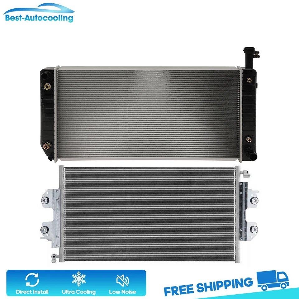 Aluminum Radiator And A/C Condenser For 2004-16 2017 2018 Chevrolet Express 3500 - Image 1 of 4