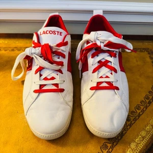 Tenis LACOSTE para Hombres Rojo y Blanco Observe Con Cordones 19Q Streetwear Talla 11 - Imagen 1 de 8