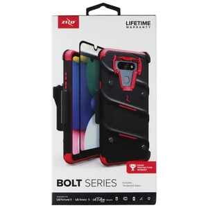 Zizo Bolt Series Case / Glass / Holster for LG Fortune 3 / Aristo 5 - Black/Red - Picture 1 of 2
