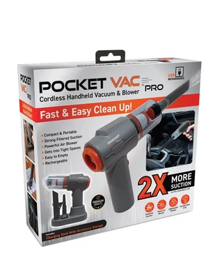 Pocket Vac PRO Vacuum, Rechargeable Handheld Vacuum / Blower with Charging Dock - Image 1 of 4