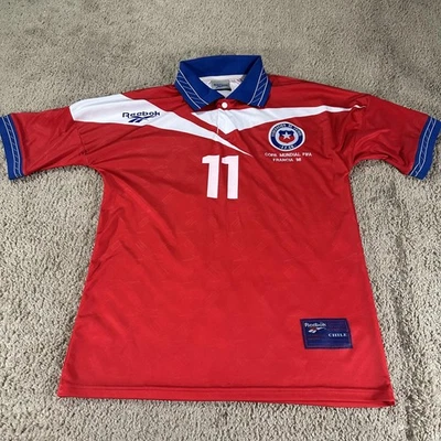 Vintage Chile National Team Jersey Men M Red Soccer Salas 11 1998 W.C. Reebok - Image 1 of 4