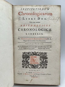 Institutionum Chronologicarum Libri Duo 1721 Gulielmum Beveregium MA No Cover - Bild 1 von 14
