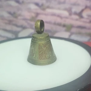 Decorative Brass over copper meditation Bell with Loop Handle handmade in India - Picture 1 of 7