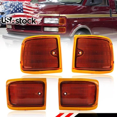 Luces de señalización laterales delanteras con lente ámbar 4 piezas para camioneta Chevry Express 1996-2002 Foto 1 de 4