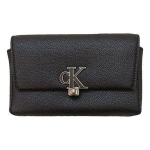 Borsa pochette Calvin Klein Jeans nera con logo metallico tracolla nuova - Picture 1 of 11