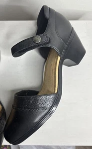 Clarks Collection Black Leather Mary Jane Black Comfortable Womens Work Shoes - Picture 1 of 15
