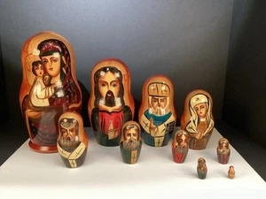 Russische verschachtelte Puppen Jesus Christus religiöser Künstler signiert 10er Set Matroschka - Bild 1 von 13