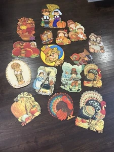 Lotto vintage (16) cartone fustellato Ringraziamento pellegrino Turchia autunno - Foto 1 di 1