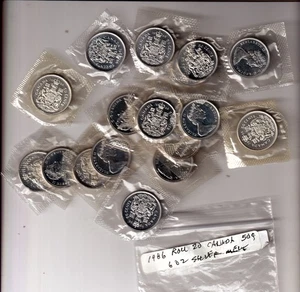 Kanada 1966 50 Cent Half Dollar Rolle (20).  Versiegeltes Cello 6 oz Silber 80% - Bild 1 von 1
