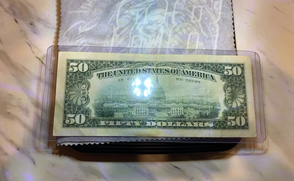 1990 Series $50 Dollar Bill Banknote Old Design US Federal Reserve Note Prefix D - Image 1 of 4