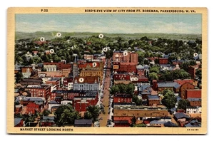 Vintage Bird's-Eye View Postcard Market Street Parkersburg WV - Picture 1 of 2