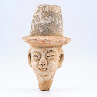 Antique Chinese Tang Dynasty Terracotta Head of Official Figure Early Period - Image 1 of 4
