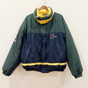 Vintage 90s Nautica Jacket Extra Large Reversible Down Puffer Yellow Blue Water - Bild 1 von 19