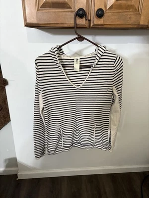 Roxy Pullover Rayas Azul/Crema Suéter Sudadera con Capucha Algodón Talla XL (se ajusta como un grande) Foto 1 de 3