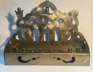 Vintage Chanukah Hanukkah Menorah design marocchino fatto a mano firmato Judaica - Foto 1 di 14