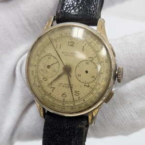Rare Actua Geneve Chronograph 1950s Mechanical Wind 17 Jewel Swiss Parts/Repair  - Bild 1 von 11