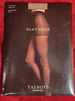 Nuevo Talbots Sedoso Transparente Control Top Puntera Transparente Pantimedias Medias Medias Desnudo Talla C Foto 1 de 2