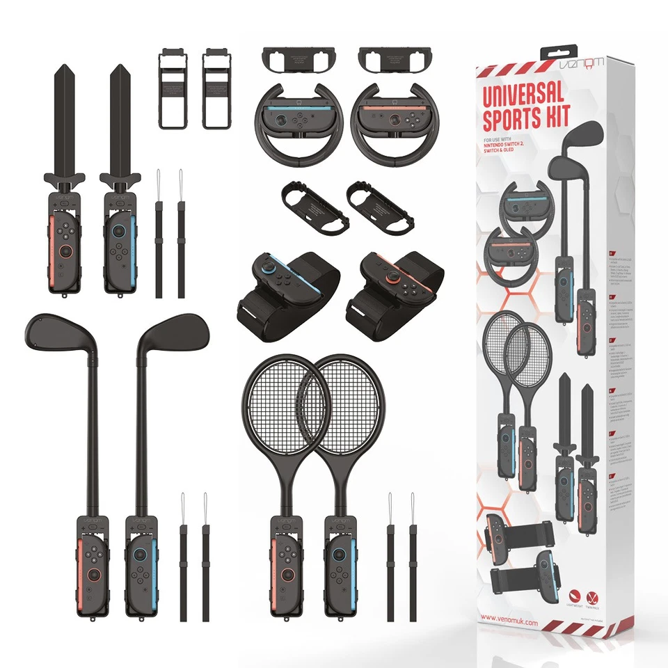 10-in-1 Sports Kit for Nintendo Switch 2 | Wheels Clubs Rackets Swords Leg Strap - Image 1 of 4