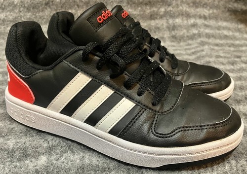 Scarpe da basket Adidas Hoops 2.0 nere rosse bianche taglio basso 3 strisce taglia UK 6