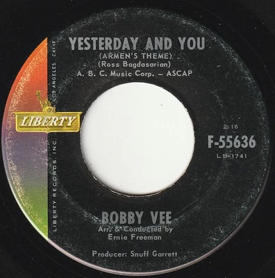 Bobby Vee - Yesterday And You (Armen's Theme) / Never Love A Robin (7") (Very Go - Image 1 of 2
