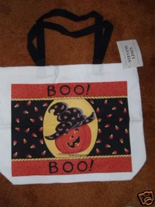 NWT "BOO!" Halloween Theme Pumpkin Tote Bag 100% cotton - Picture 1 of 1