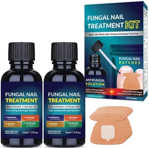 Toenail Fungus Treatment Extra Strength Kit: Nail Repair Liquid Solution Patches - Picture 1 of 12