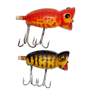 Vintage Arbogast Hula Popper Fishing Lures Lot Yellow Orange Coachdog - Picture 1 of 3