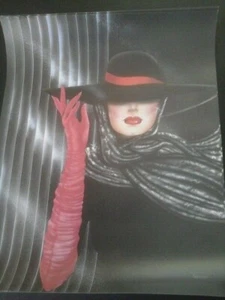 16x20 Art Deco Damen Kunstdruck roter Handschuh - Bild 1 von 2