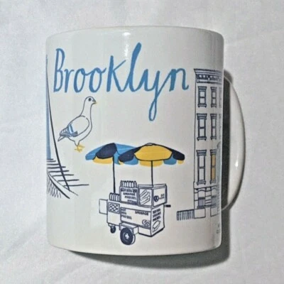 Brooklyn New York Coffee Mug (with Brooklyn Bridge, Bike, Brownstone Design NYC) - Image 1 of 4