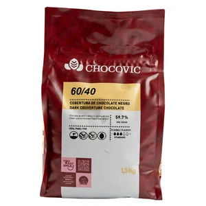 Chocovic - Dunkle-Schokolade 1,5 kg Dark Kuvertüre - Choco-Drops mit 59,7% Kakao - Bild 1 von 6
