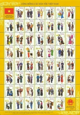 Disfraz (hoja) de grupos étnicos de la comunidad vietnamita Vietnam 2005 MNH *Desplegado Foto 1 de 4