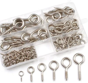 Ganci ad occhiello avvitabili, 120 pezzi gancio ad occhiello avvitabile in metallo, bulloni ad occhio vite, perni ad occhio H - Foto 1 di 9