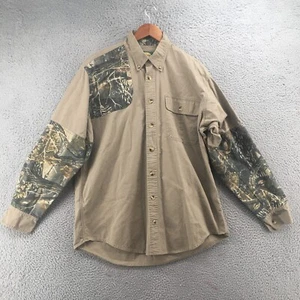 Cabelas Long Sleeve Button Down Shirt Mens Tall L Multicolor Brown Cotton Collar - Picture 1 of 16