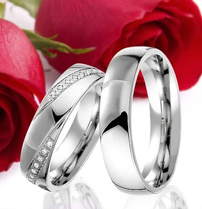 2 SILBER Partner Ringe Trauringe Eheringe Freundschaftsringe Gravur Gratis T328 - Bild 1 von 1
